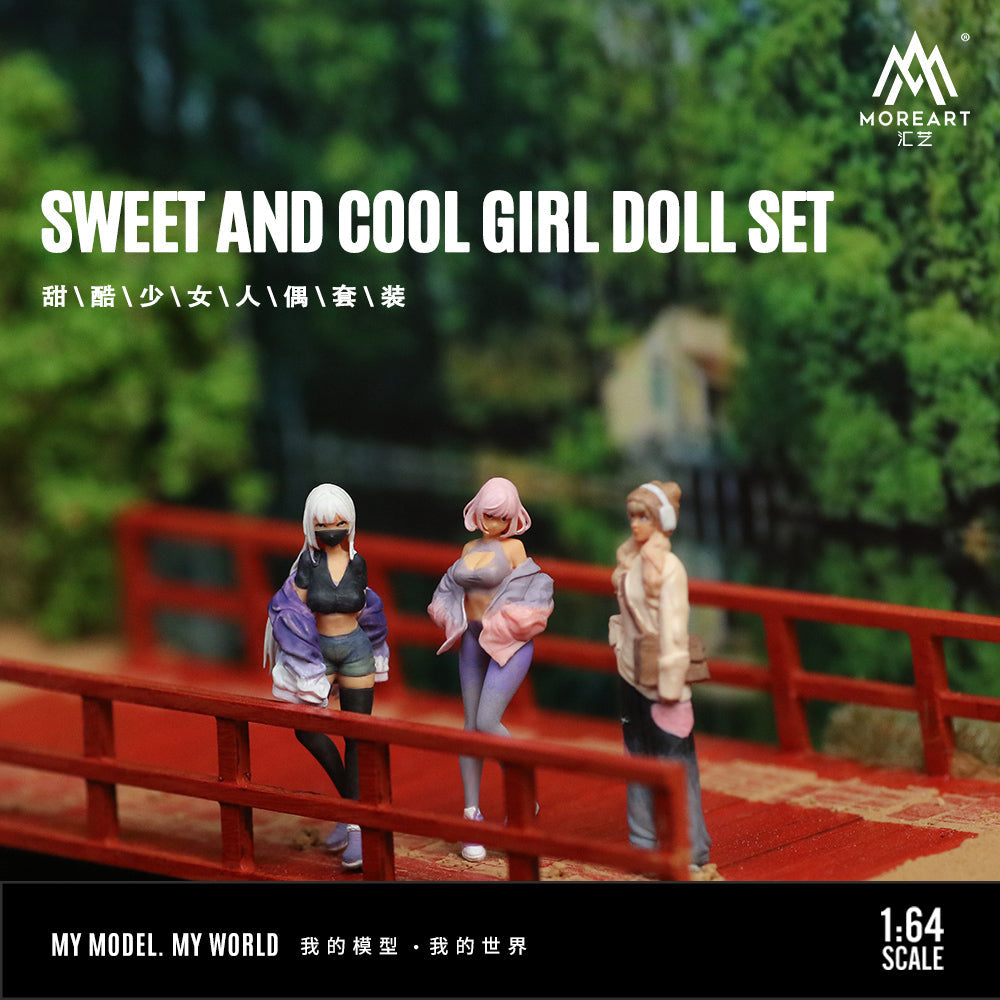 Moreart 1:64 Sweet and Cool Girl Doll Set