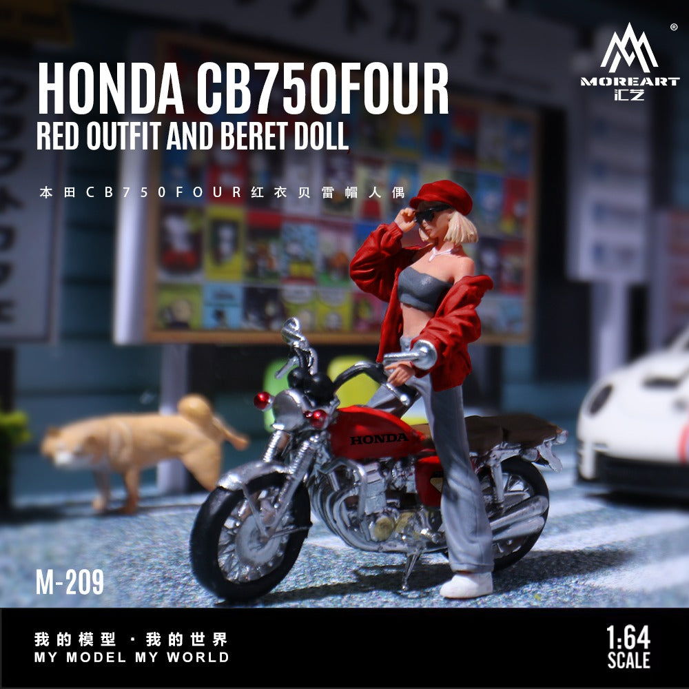 PREORDER MoreArt 1:64 Honda CB750FOUR Red-Shirt Fedora Figure Resin Model