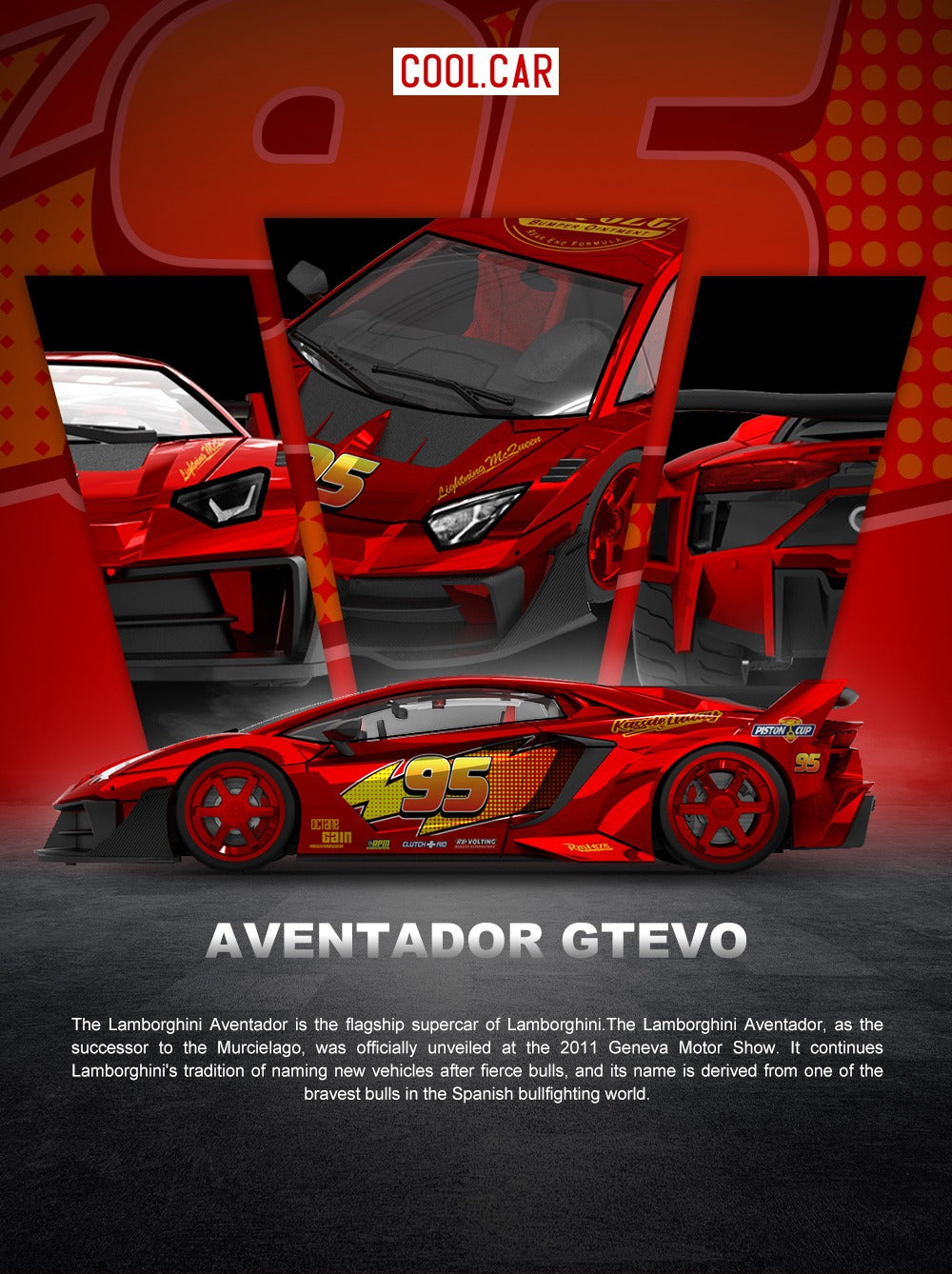 PREORDER Cool Car 1:64 Lamborghini Aventador GT EVO LBWK 'Lightning McQueen'