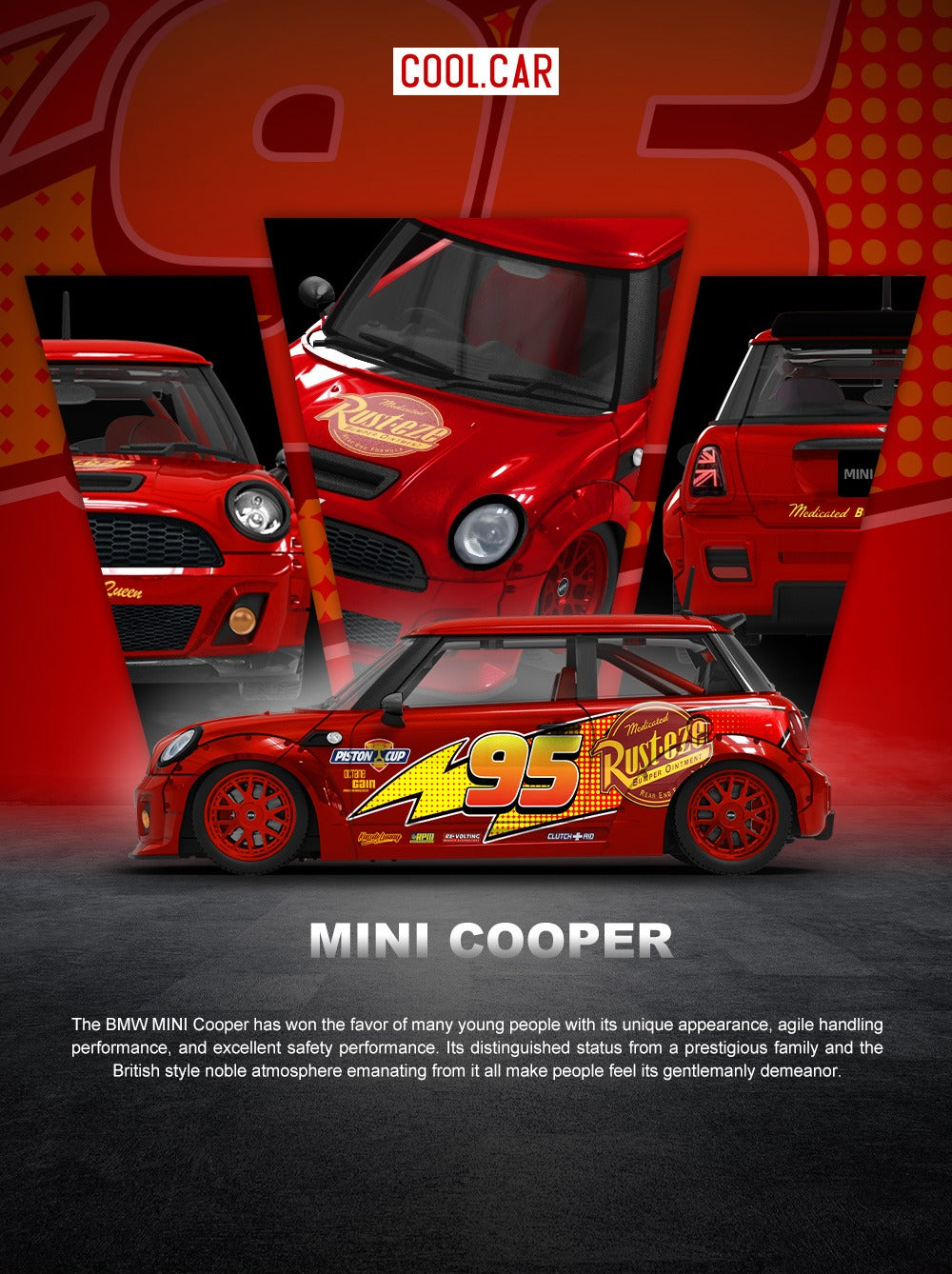 PREORDER Cool Car 1:64 Mini Cooper ‘Lightning McQueen’