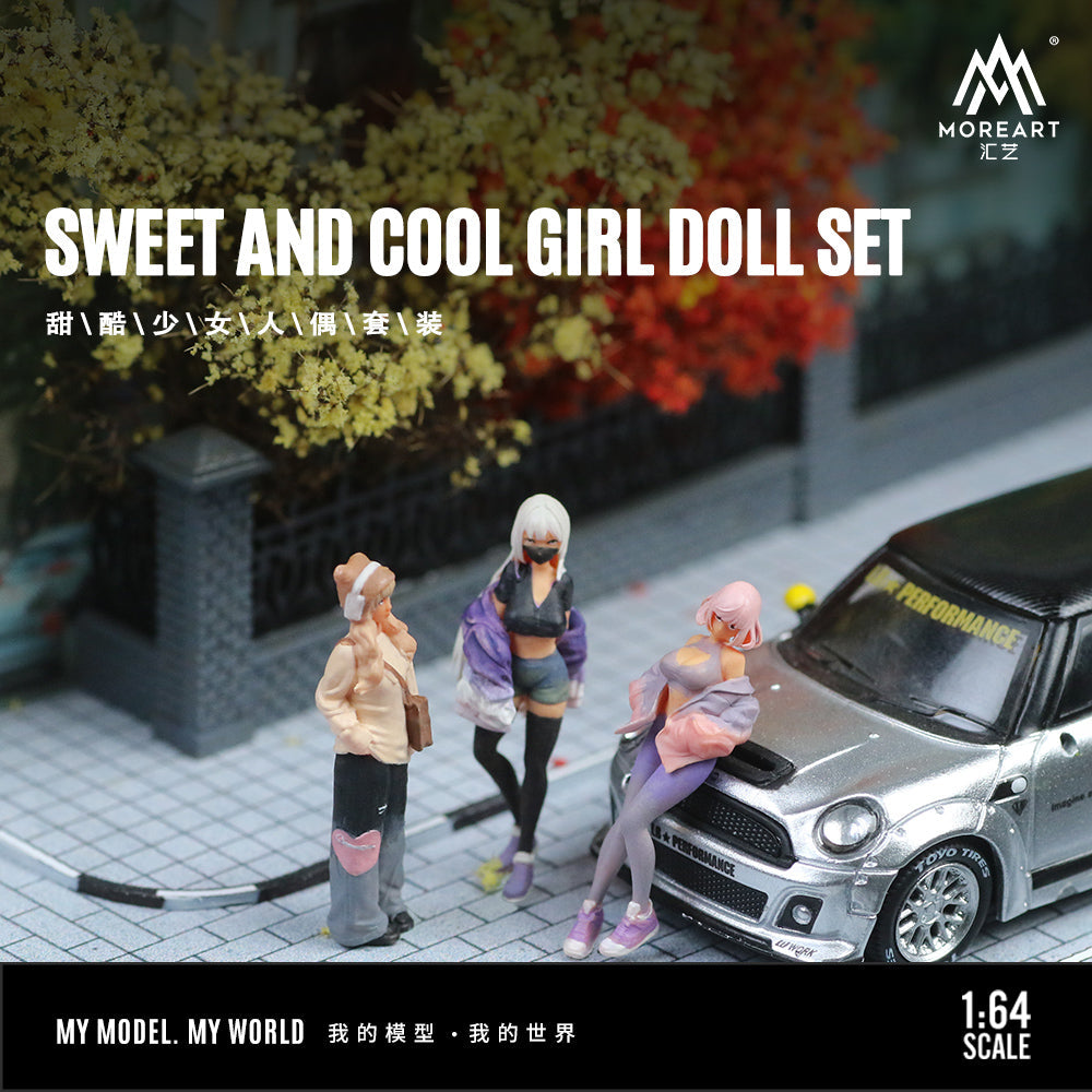 Moreart 1:64 Sweet and Cool Girl Doll Set
