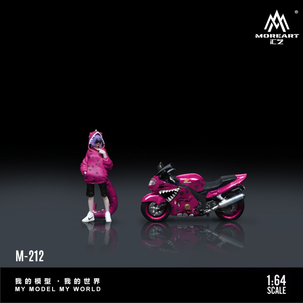 PREORDER Moreart 1:64 Honda CBR1100XX Pink Tyrannosaurus Motorcycle Figure Resin Model