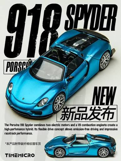 Time Micro 1:64 Porsche 918 Spyder (Metallic Blue)