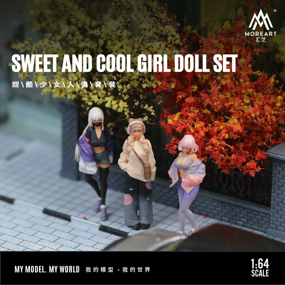 Moreart 1:64 Sweet and Cool Girl Doll Set