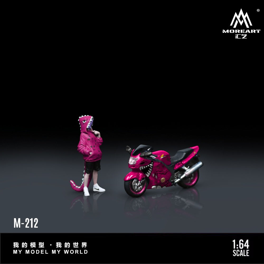 PREORDER Moreart 1:64 Honda CBR1100XX Pink Tyrannosaurus Motorcycle Figure Resin Model