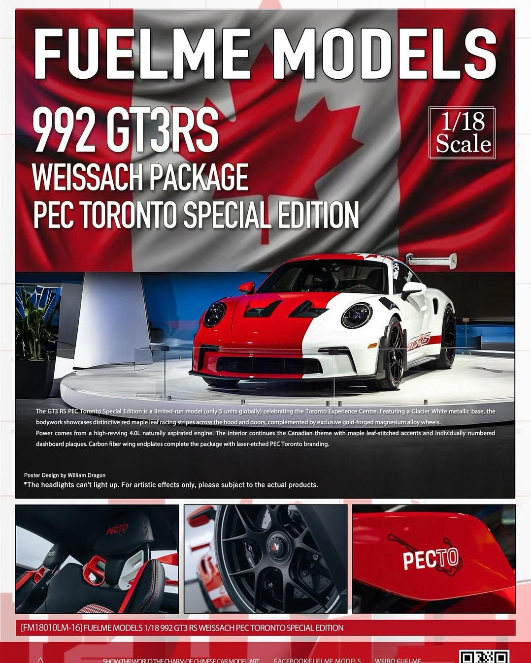 PREORDER Fuelme Models 1:18 Porsche 992 GT3 RS Weissach Package