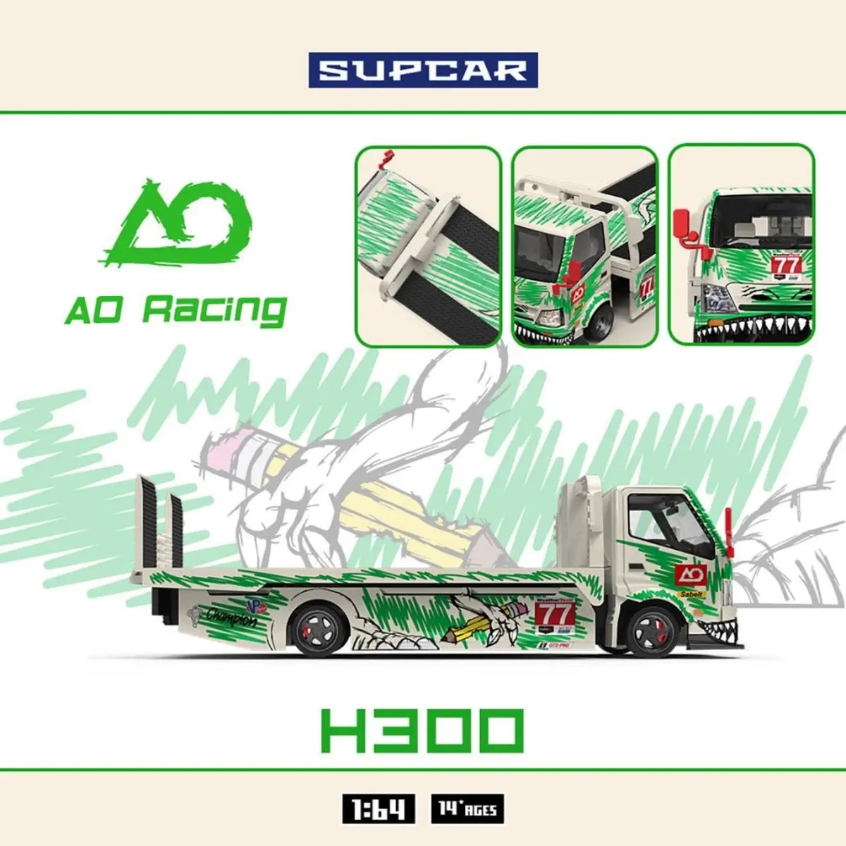 SUPCAR 1:64 Hino H300 Transport Truck 'Sketch Rexy'