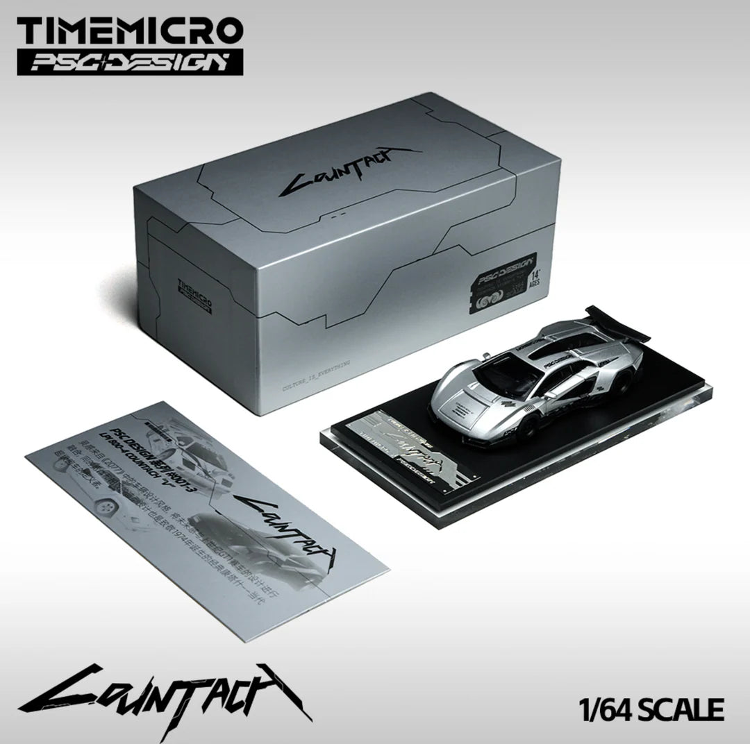 TIMEMICRO 1:64 Lamborghini Countach "V" Concept (Matte Silver Grey)