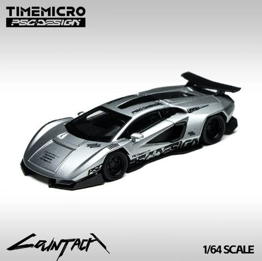TIMEMICRO 1:64 Lamborghini Countach "V" Concept (Matte Silver Grey)