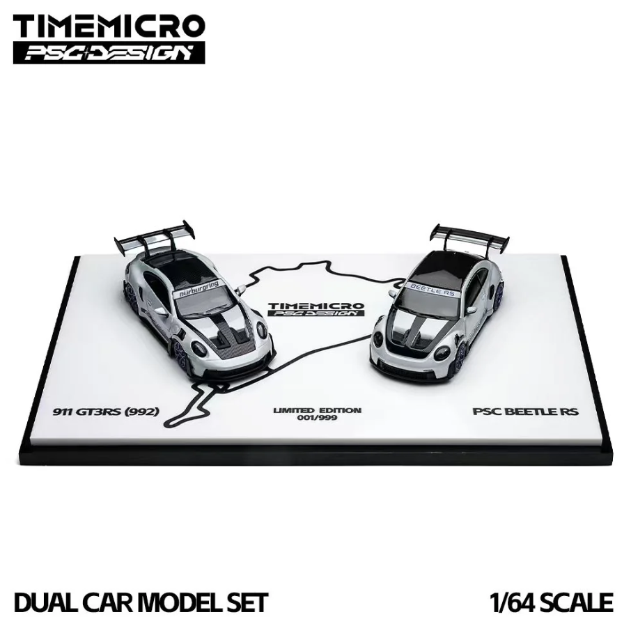 Time Micro x PSC Design 1:64 Porsche 992 GT3 RS & VW Beetle RS