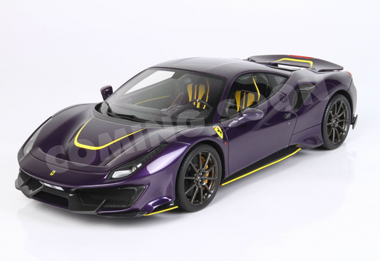 PREORDER BBR 1:18 Ferrari 488 Pista (Viola Hong Kong) 'OPEN/CLOSE'