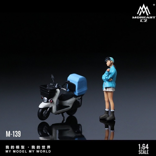 MoreArt 1:64 WHITE ANOBLUE PEDAL MOTORCYCLE GIRL