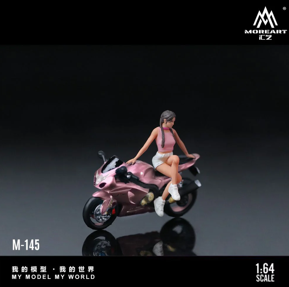 MoreArt 1:64 Suzuki Peach Pink Motorcycle Girl