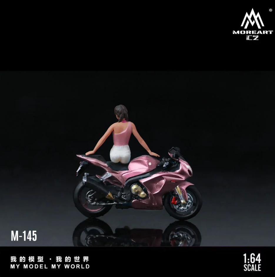MoreArt 1:64 Suzuki Peach Pink Motorcycle Girl