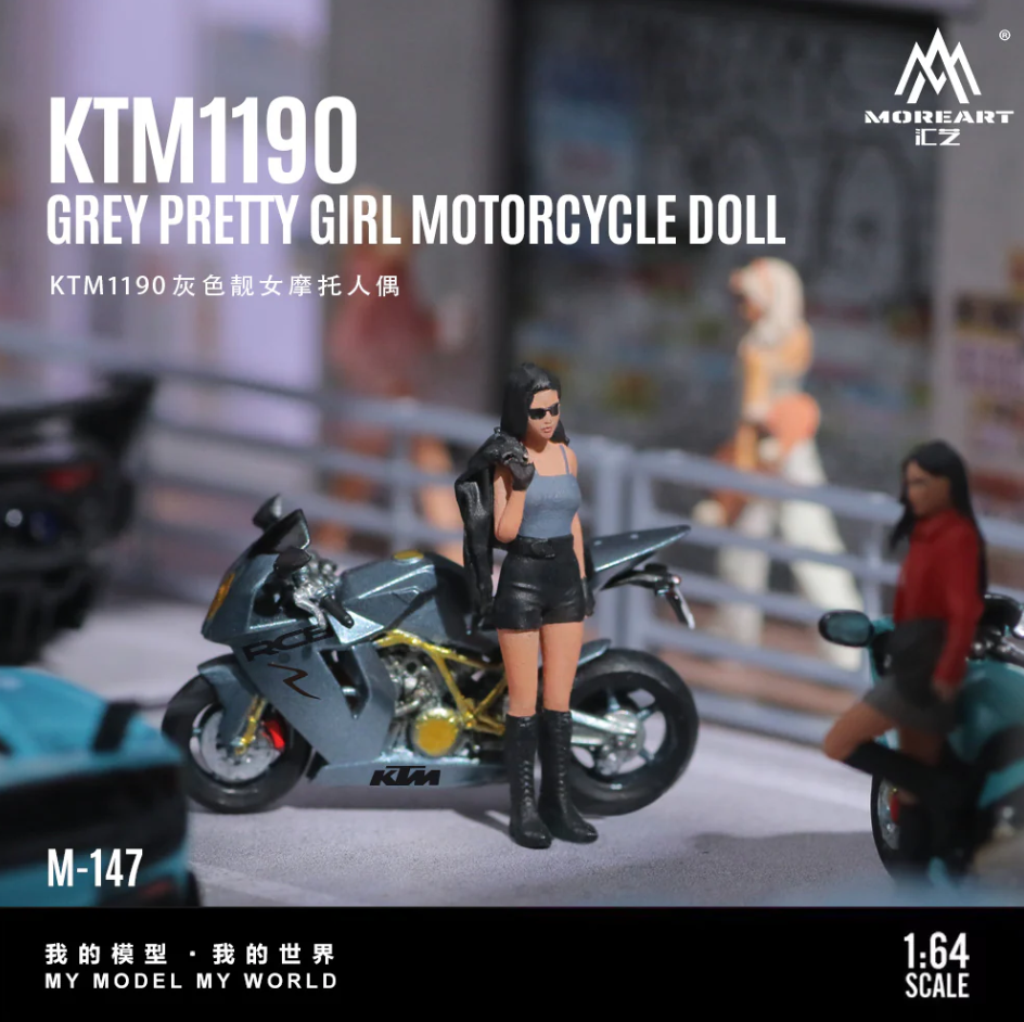 MoreArt 1:64 KTM1190 Grey Pretty Girl Motorcycle Doll