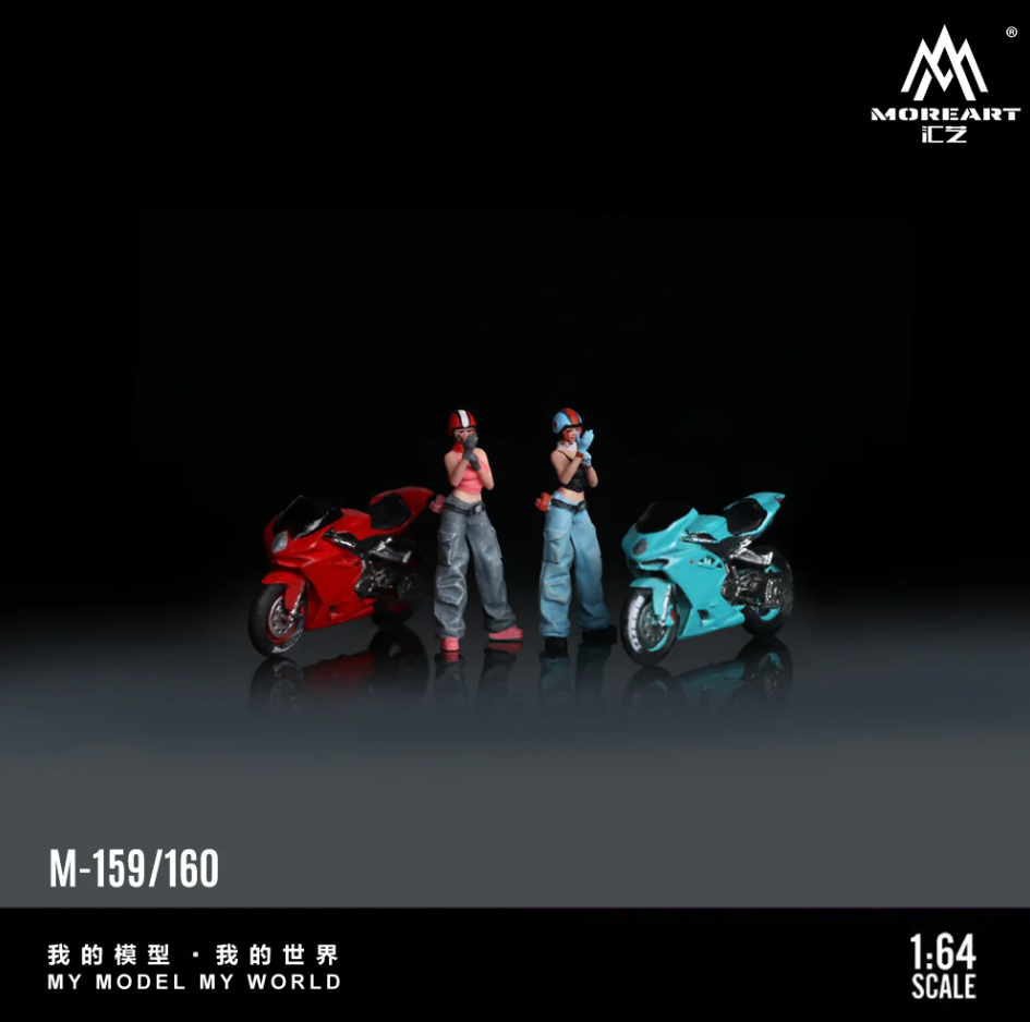 MoreArt 1:64 DUCATI RED BLUE MOTORCYCLE GIRL (2 Colours)