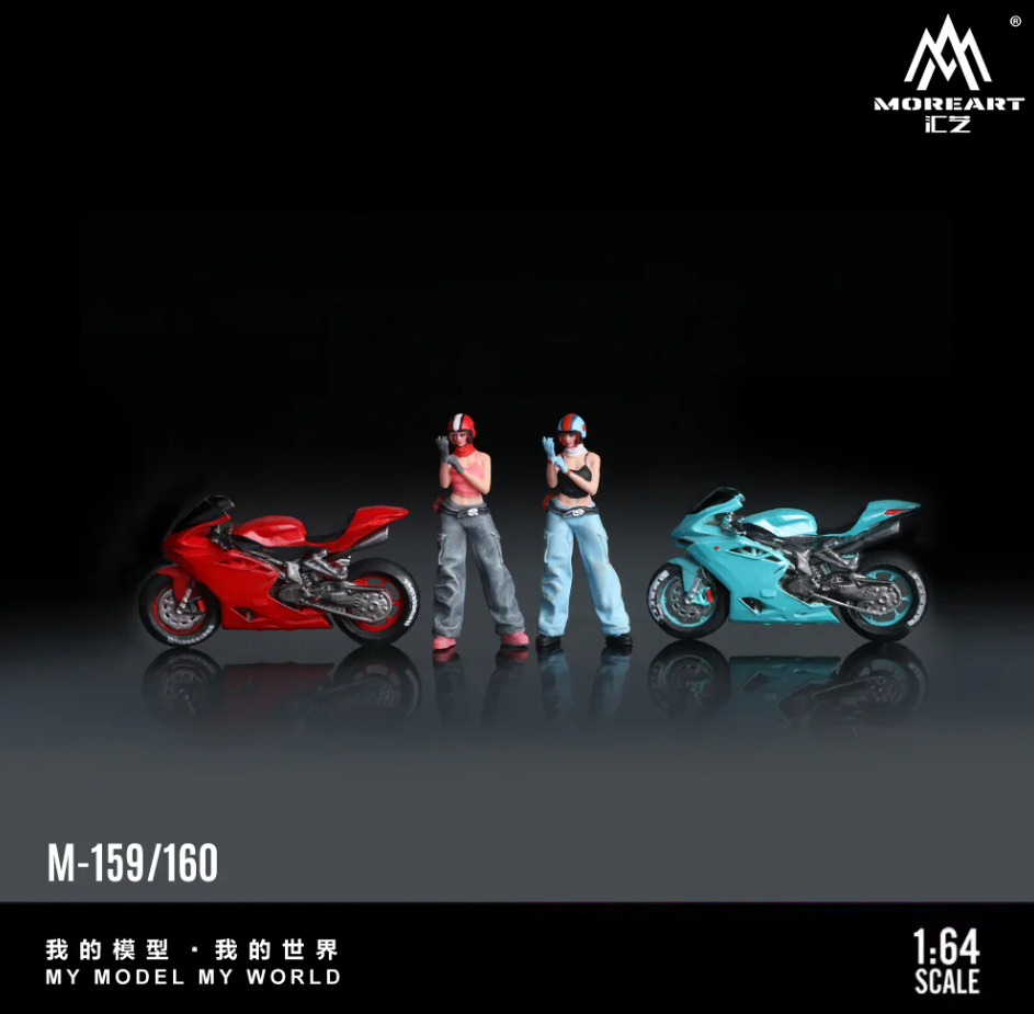 MoreArt 1:64 DUCATI RED BLUE MOTORCYCLE GIRL (2 Colours)