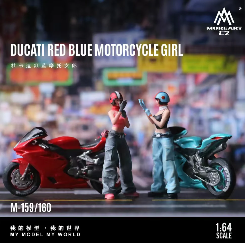 MoreArt 1:64 DUCATI RED BLUE MOTORCYCLE GIRL (2 Colours)