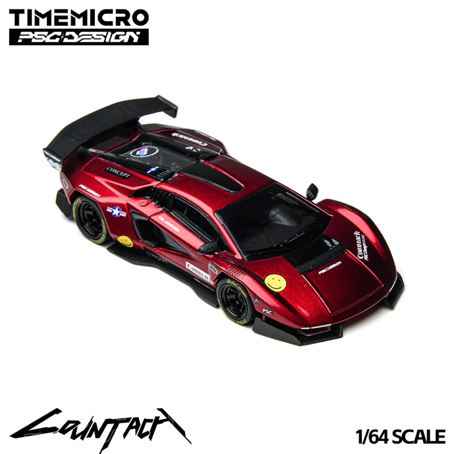 Time Micro x PSC Design 1:64 Lamborghini Countach V Concept (Scarlet Red)