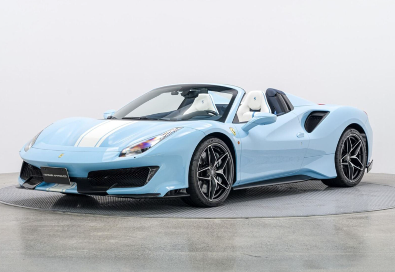 PREORDER BBR 1:18 Ferrari 488 Pista Spider (Azzurro La Plata w/ White Stripe)