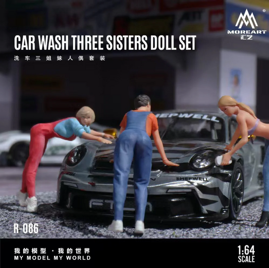 MoreArt 1:64 Car Wash 3 Sisters Doll Set