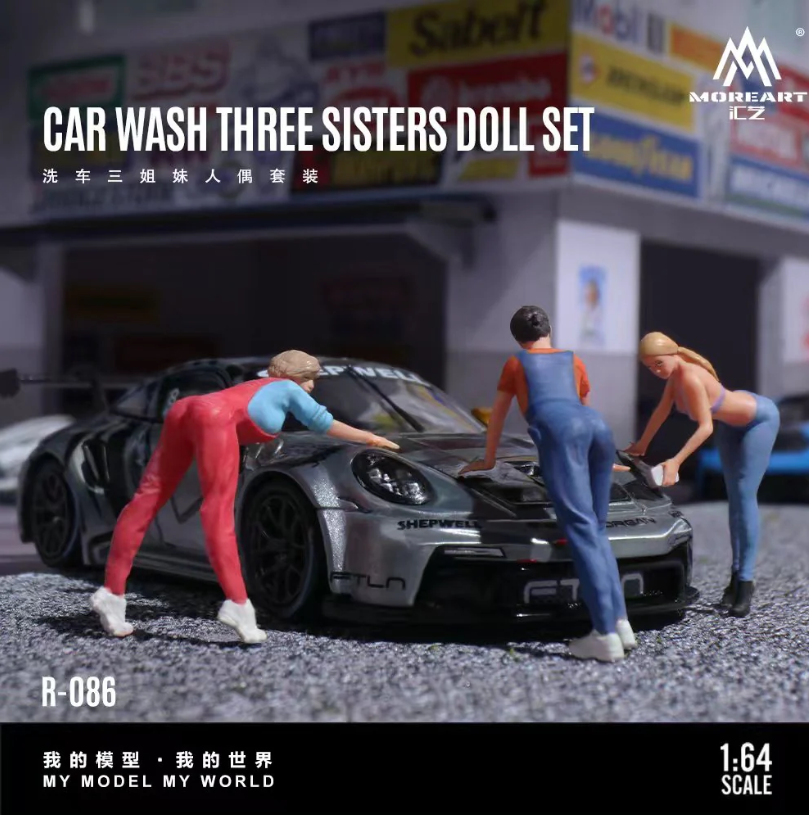 PREORDER MoreArt 1:64 Car Wash 3 Sisters Doll Set
