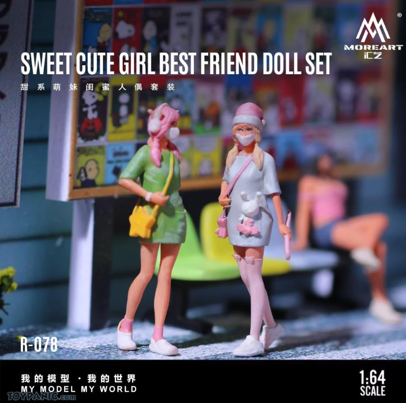 MoreArt 1:64 Sweet Cute Girls Best Friend Doll Set Figures (Set of 2)