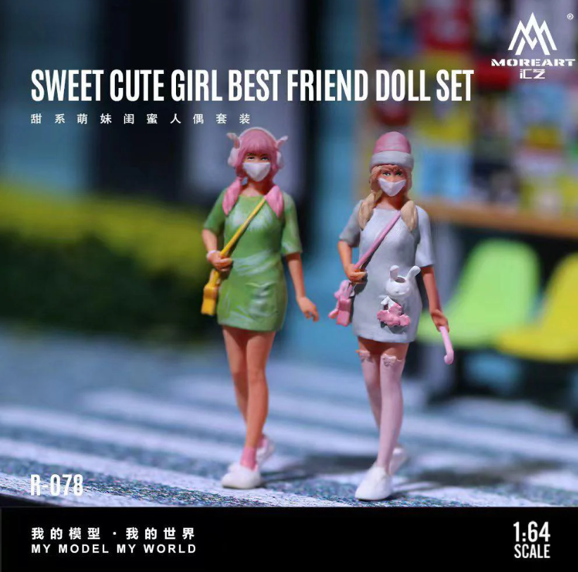 MoreArt 1:64 Sweet Cute Girls Best Friend Doll Set Figures (Set of 2)