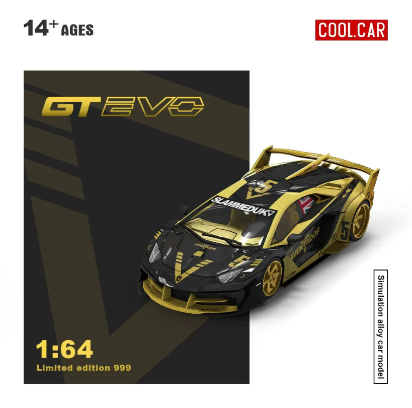 Cool Car 1:64 Lamborghini Aventador GT EVO LBWK V5 (Black/Gold)