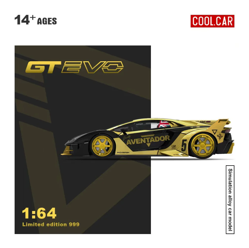 Cool Car 1:64 Lamborghini Aventador GT EVO LBWK V5 (Black/Gold)