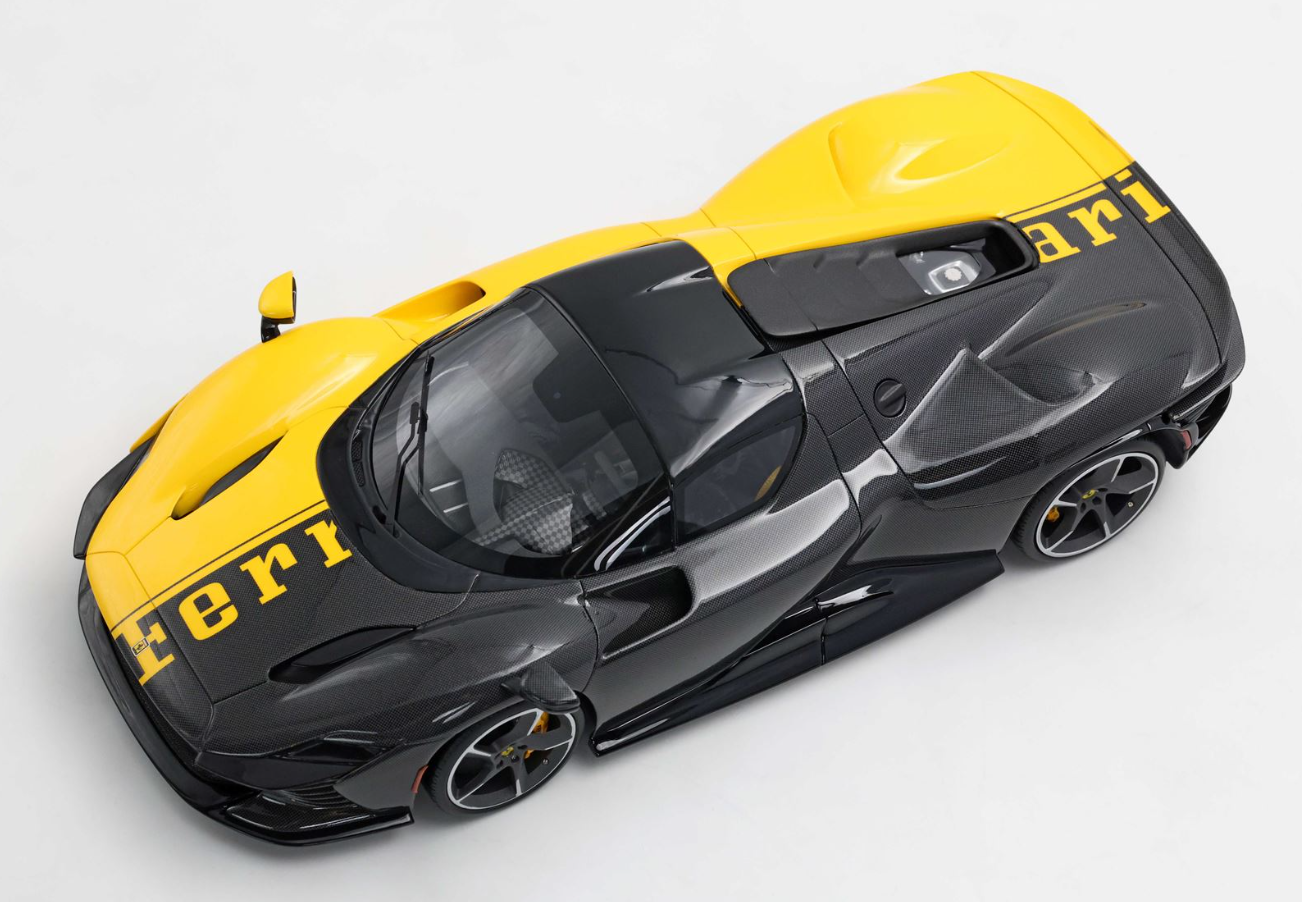BBR 1:18 Ferrari SP3 Daytona 599+1 spider (Giallo Modena/Carbon fiber)