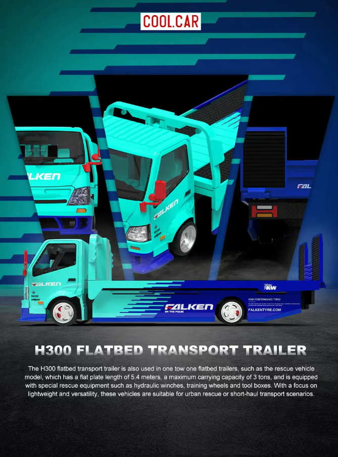 PREORDER Cool Car 1:64 Hino H300 Transport Trailer (Falken)