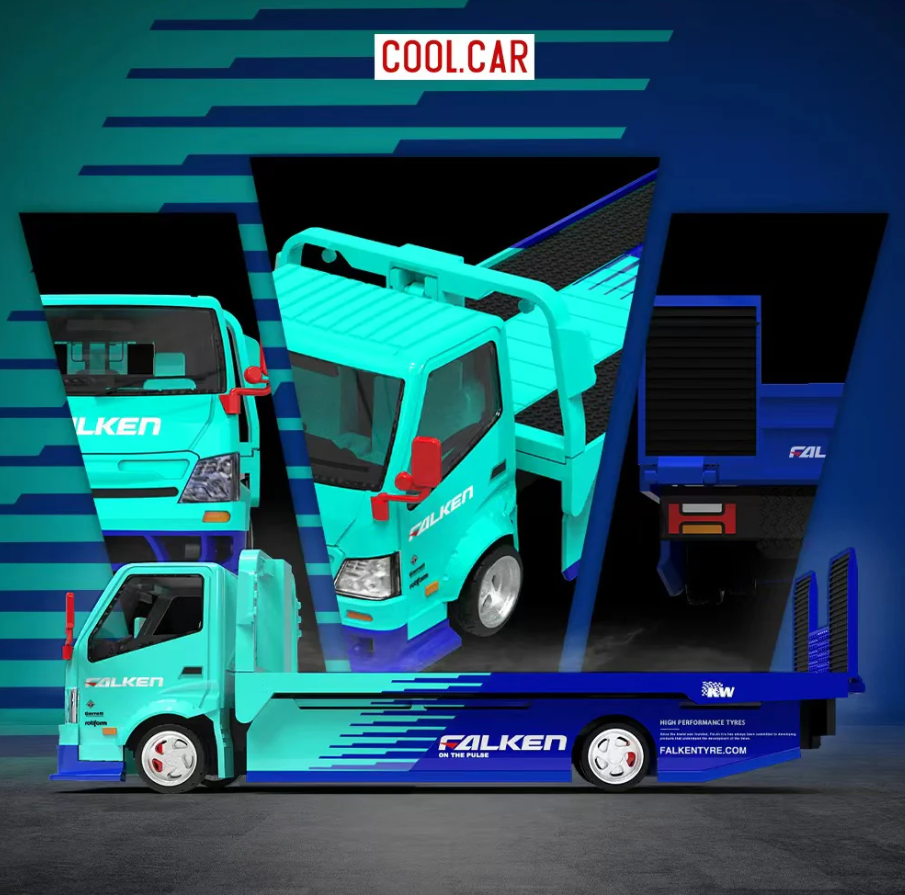 PREORDER Cool Car 1:64 Hino H300 Transport Trailer (Falken)