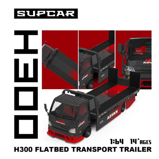 SUPCAR 1:64 Hino H300 Transport Trailer - ADVAN (Black/Red)