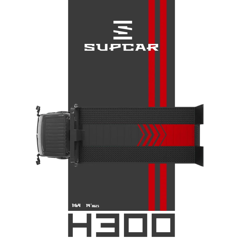 SUPCAR 1:64 Hino H300 Transport Trailer - ADVAN (Black/Red)
