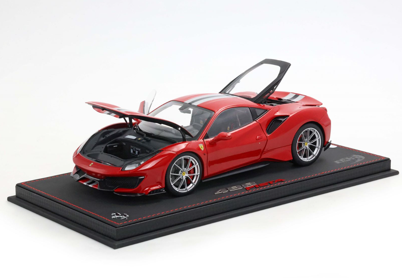 PREORDER BBR 1:18 Ferrari 488 Pista 'Open/Close' (Rosso Corsa w/ Stripe)