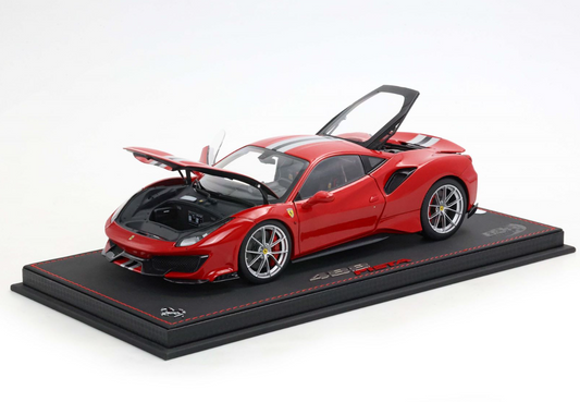 PREORDER BBR 1:18 Ferrari 488 Pista 'Open/Close' (Rosso Corsa w/ Stripe)