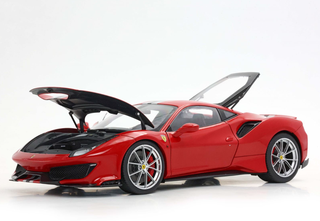 PREORDER BBR 1:18 Ferrari 488 Pista 'Open/Close' (Rosso Corsa w/ Stripe)