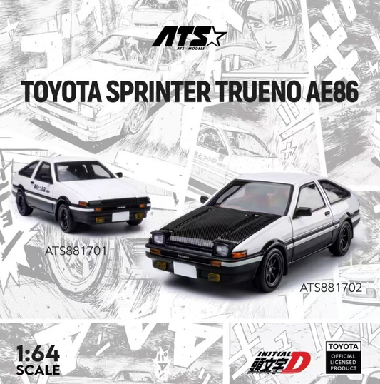 ATS 1:64 Toyota Sprinter AE86 Initial D (White/Carbon Bonnet)