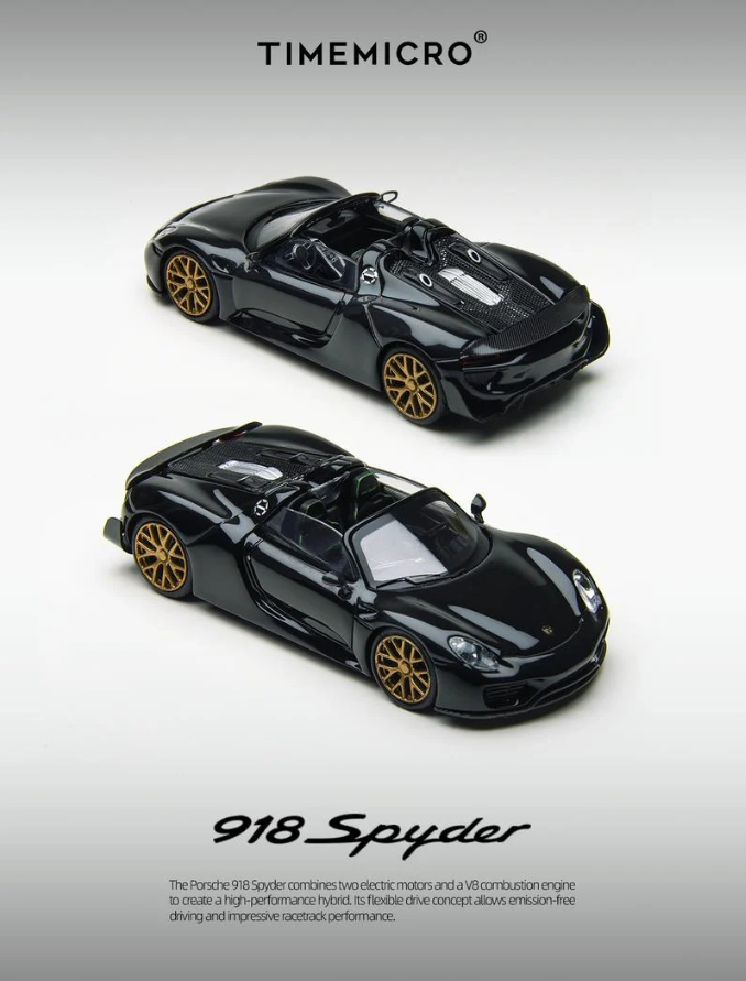 Time Micro 1:64 Porsche 918 Spyder (Black/Gold)