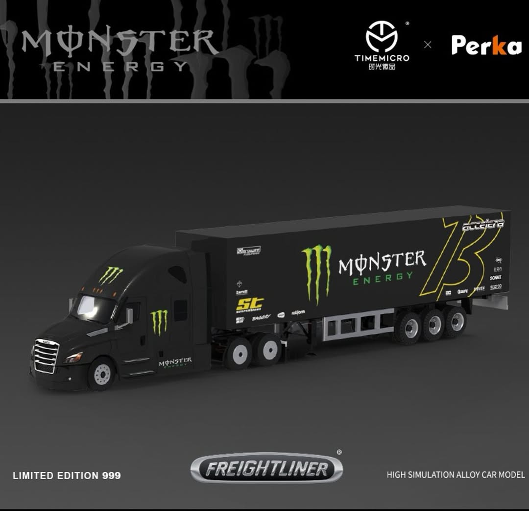 PREORDER TimeMicro 1:64 Freina Container Truck (Monster Energy)