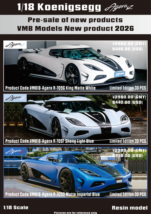 PREORDER VMB Models 1:18 Koenigsegg Agera R Series