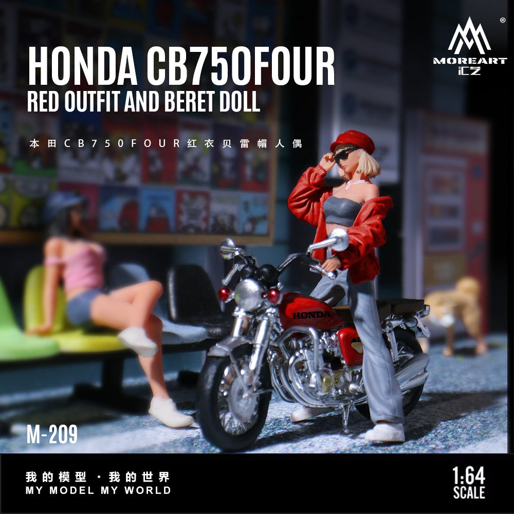 PREORDER MoreArt 1:64 Honda CB750FOUR Red-Shirt Fedora Figure Resin Model