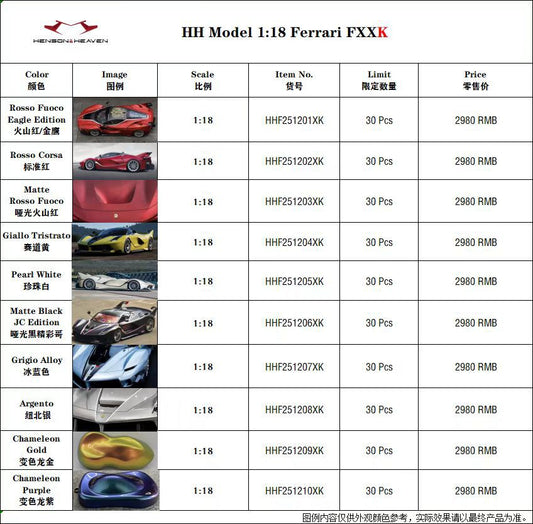 PREORDER Henson & Heaven 1:18 Ferrari FXX-K
