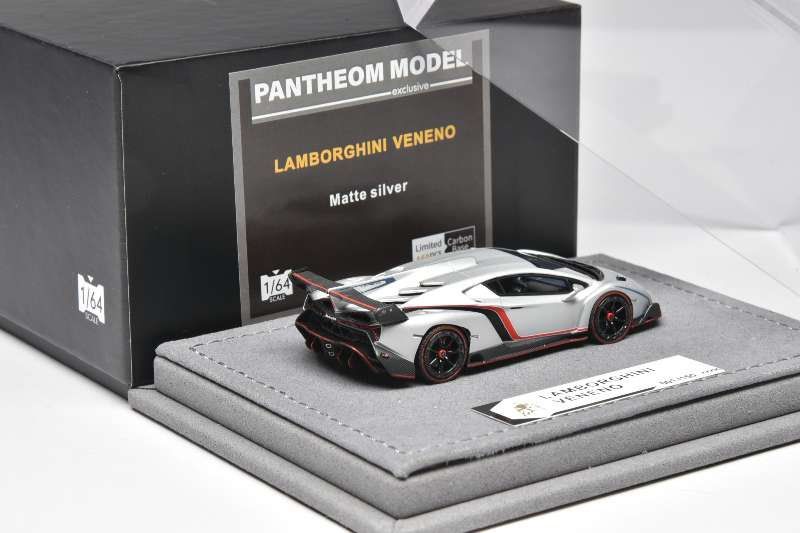 Pantheon Models 1:64 Lamborghini Veneno LP750-4 (Matte Grey/Red)
