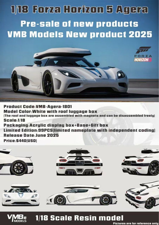 [PRE-ORDER] VMB 1:18 Koenigsegg Agera Forza Horizon 5 w/ Roof box